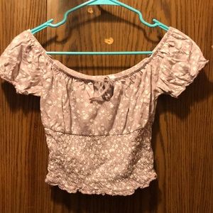 Crop top purple floral